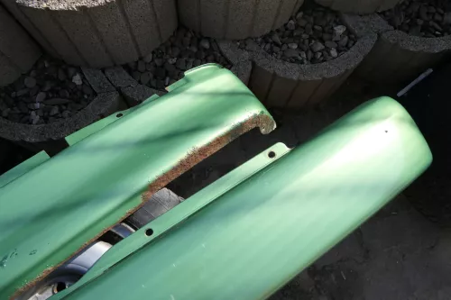 VW Polo 6N Stoßstange hinten 2-geteilte Heckstoßstange grün LA6P Stoßfänger (111307)