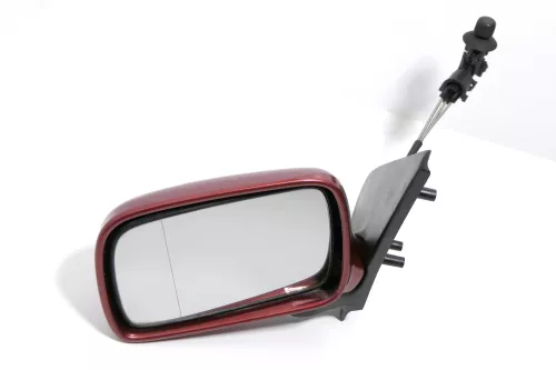 VW Polo 6N manueller manuell Spiegel Außenspiegel links mit Glas wein rot LC3M (118861)