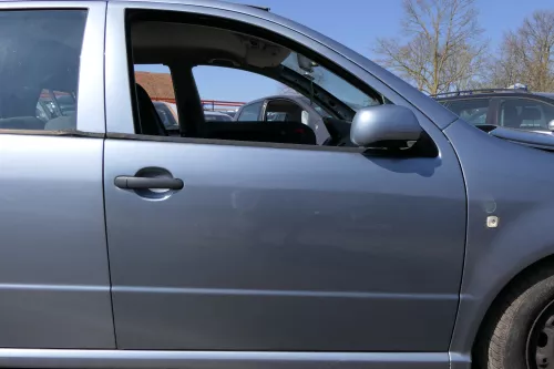 Skoda Fabia 6Y Kombi + Limousine Tür vorne rechts Beifahrertür grau blau si LF7V