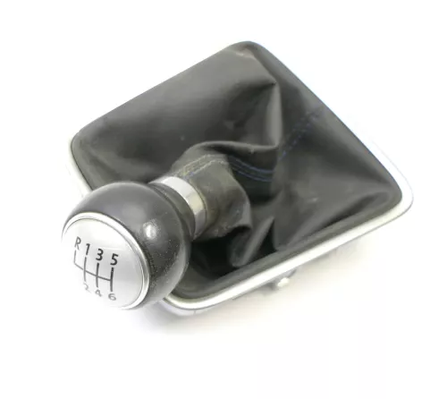 VW Golf Plus 5M Schaltknauf Schaltsack Schaltung Schaltknüppel 6-Gang Leder blau