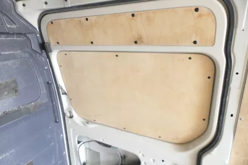 VW Crafter Seite Verkleidung Tür hinten rechts Schiebetür alles aus Holz Abdecku (128131)