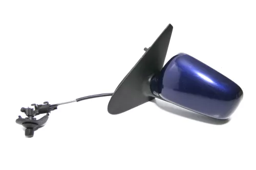 VW Polo 6N manueller manuell Spiegel Außenspiegel links mit Glas blau LN5Y winds (143612)