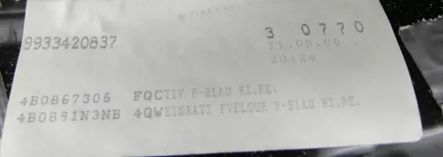 Audi A6 4B Türverkleidung Verkleidung Tür hinten links + rechts blau Velour (144888)