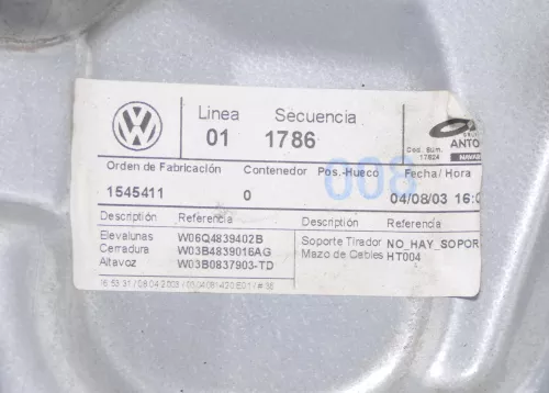 VW Polo 9N 9N3 Fensterheber hinten rechts elektrisch elektrischer 4-Türer (146812)