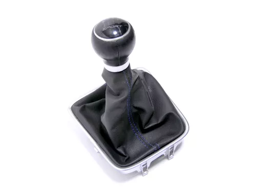 VW Golf Plus 5M Schaltknauf Schaltsack Schaltung Schaltknüppel 6-Gang Leder blau (146983)