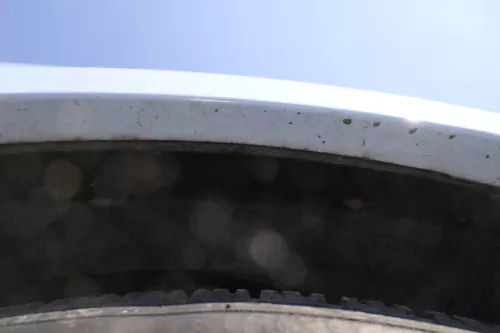 VW Lupo 6X Kotflügel vorne rechts grau blau LR5D - Delle (156302)