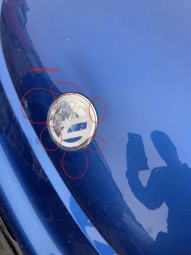 VW New Beetle 9C Motorhaube Klappe vorne blau LA5W - Dellen (159642)