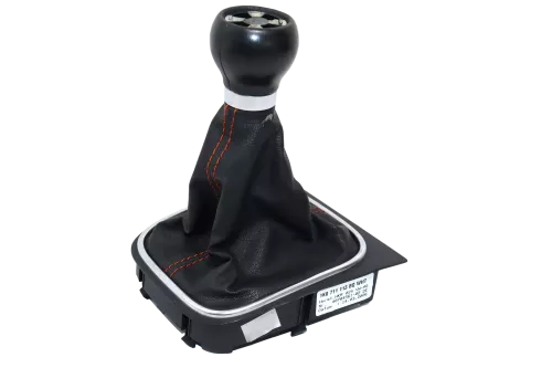 Golf 5 Schaltknauf Schaltsack Schaltung Schaltknüppel Leder 6-Gang Goal rote näh (160691)