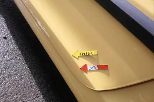 VW Fox 5Z Tür vorne links Fahrertür gelb LY1C - ohne Anbauteile (162308)