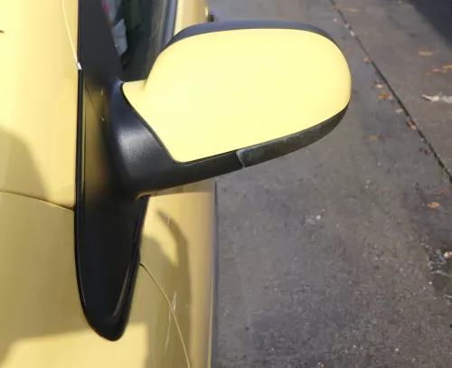 VW Fox 5Z manueller Spiegel Außenspiegel + Glas links gelb LY1C mechanisch h