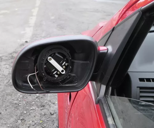 VW Fox 5Z Spiegel Außenspiegel ohne Glas links rot LY3D elektrischer (162334)