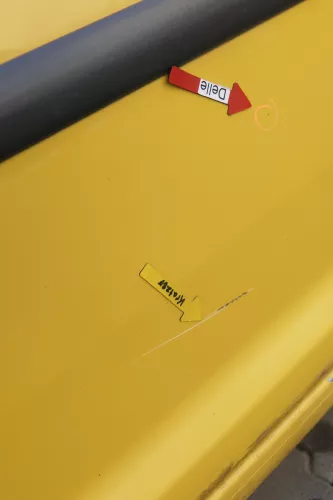 VW Caddy 3 2k Tür hinten rechts gelb Post L132 Schiebetür mit Scheibe (164537)