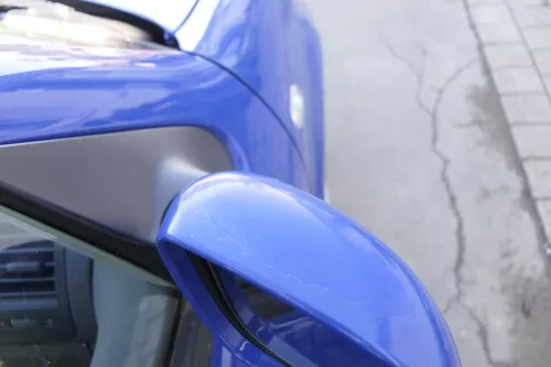 VW Polo 6N2 manueller Spiegel Außenspiegel rechts außen blau LA5C (165140)