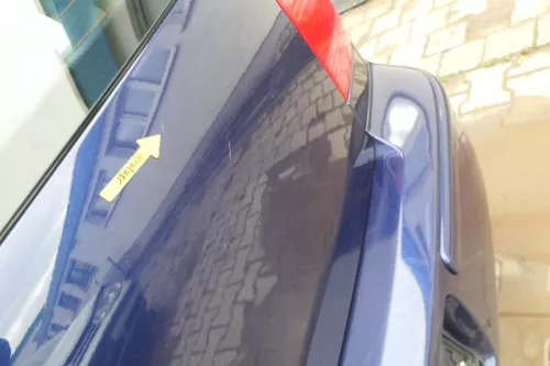 Polo 6N2 Heckklappe Klappe hinten Kofferraumklappe blau LB5N Scheibe (165749)