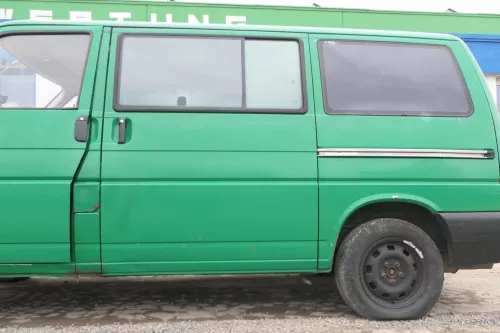 T4 Transporter Tür links Schiebetür mit Scheibe Multivan Caravelle grün Polizei