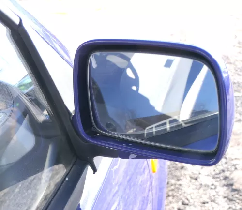 VW Polo 6N manueller manuell Spiegel Außenspiegel rechts mit Glas blau LD5D (166487)