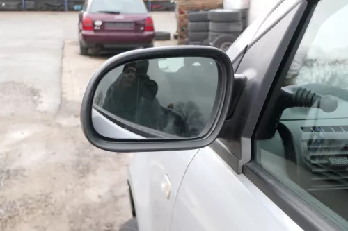 VW Fox 5Z manueller Spiegel Außenspiegel + Glas links silber LA7W (167488)