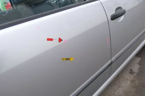 Skoda Fabia 6Y Limousine Schrägheck Tür hinten rechts grau silber LF7T diamantsi (167765)