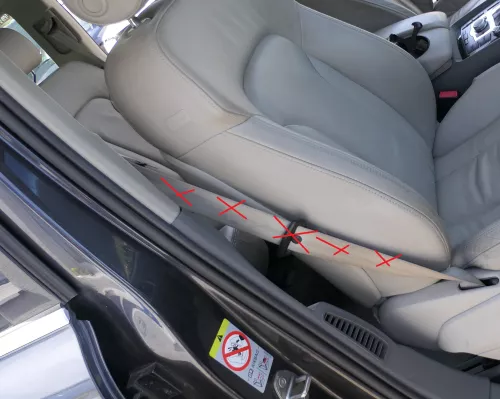 Audi Q7 4L B-Säulen Verkleidung vorne rechts Abdeckung um Gurt achatgrau grau (168117)