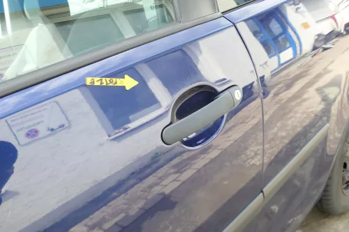 VW Polo 9N 9N3 Tür vorne links Fahrertür 2/3-Türer blau LB5N ohneAnbautei (169115)