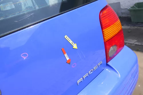 Seat Arosa Heckklappe Klappe hinten Kofferraumklappe blau LS5J bis ca. Bj. 2000 (170566)
