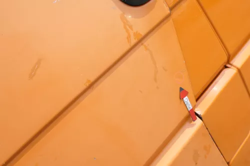 VW T4 Tür vorne links orange LP2C Fahrertür 701831055H bis ca1996 ohneAnbauteile (170597)