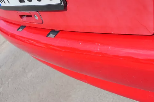 VW Polo 6N Stoßstange hinten 2-geteilte Heckstoßstange rot LP3G Stoßfänger (171171)