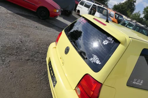 VW Lupo 6X Heckklappe Klappe Kofferraumklappe Scheibe gelb LD1B Spoiler Tuning (171244)