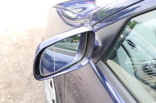 Skoda Fabia 6Y mechanischer Spiegel Außenspiegel links blau LF5U Glas (175734)