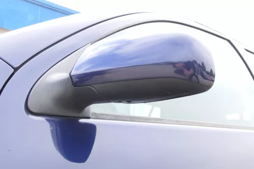 Skoda Fabia 6Y mechanischer Spiegel Außenspiegel links blau LF5U Glas (175734)