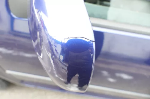 VW Golf 4 Bora manueller Spiegel vorne links Außenspiegel blau LB5N Glas (177090)