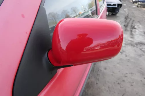 VW Polo 6N mechanisch manuell Spiegel Außenspiegel links rot LP3G