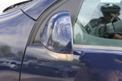 VW Golf 5 1K elektrischer Spiegel Außenspiegel links mit Blinker blau LA5G (180318)