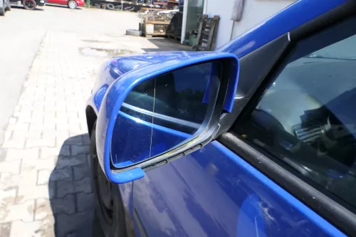 VW Golf 4 Bora manueller Spiegel vorne links Außenspiegel blau LW5Z Glas (180841)