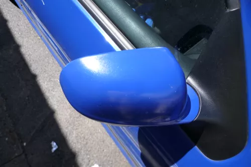 VW Golf 4 Bora manueller Spiegel vorne rechts Außenspiegel blau LW5Z Glas (180842)