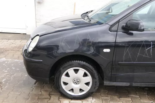 VW Polo 9N Kotflügel vorne links schwarz LC9Z bis ca.Bj.2004   -DELLE