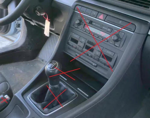 Audi A4 8E B6 B7 Mitteltunnel hinten Verkleidung um Handbremse Konsole schwarz (181566)