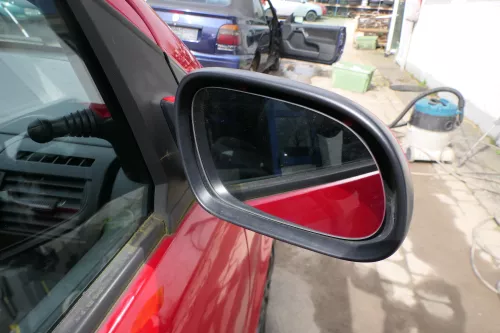 VW Fox 5Z manueller Spiegel Außenspiegel + Glas rechts rot LY3D mechanisch  (181809)