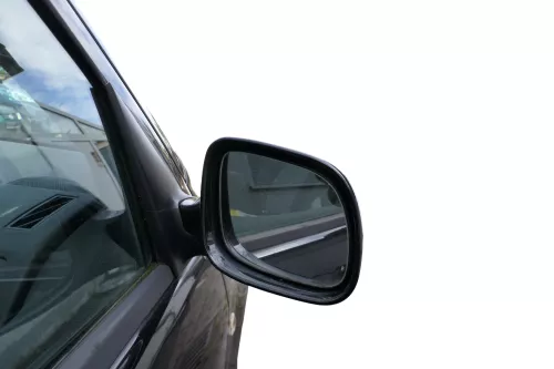 Skoda Fabia 6Y mechanischer Spiegel Außenspiegel rechts grau schwarz LF9R Glas (182290)