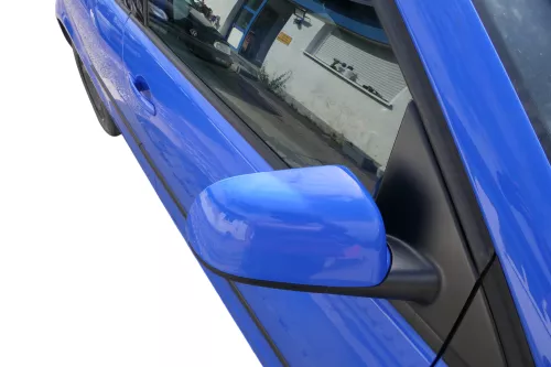 VW Polo 9N 9N3 manueller Spiegel Außenspiegel rechts vorne blau LA5F (182730)
