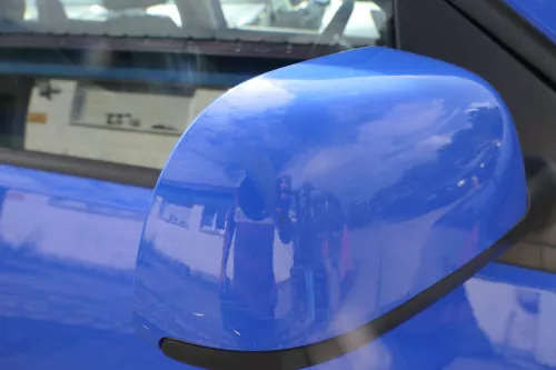 VW Polo 9N 9N3 manueller Spiegel Außenspiegel rechts vorne blau LA5F (182730)