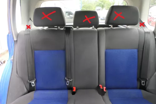 VW Polo 9N 9N3 Sitz Rückbank Sitzfläche Sitze 3 Punkt Gurt hinten blau OHNEKopf