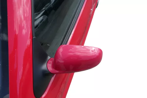 VW Polo 6N2 manueller Spiegel Außenspiegel links außen rot LP3G + Glas (182789)