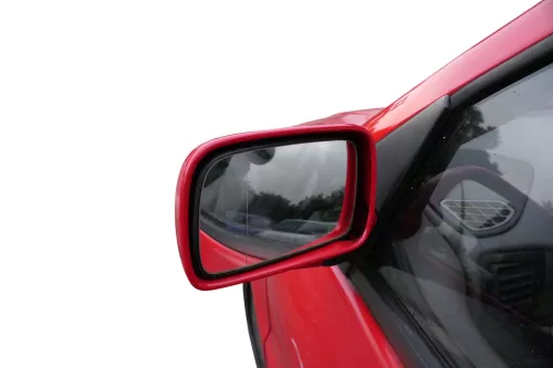 VW Polo 6N mechanisch manuell Spiegel Außenspiegel links rot LP3G (184676)