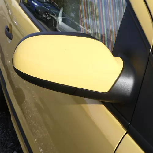 VW Fox 5Z manueller Spiegel Außenspiegel + Glas rechts gelb LY1C mechanisch h