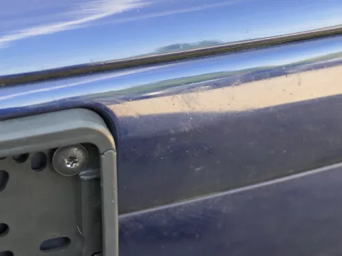 VW Golf 4 Stoßstange vorne Frontstoßstange Stoßfänger blau LB5N SWR -ohne Kappen (185726)