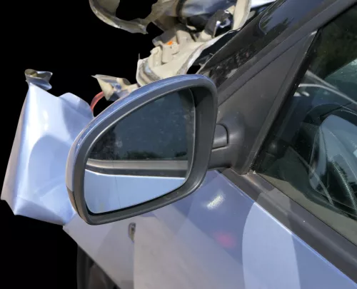 Roomster 5J elektrischer Spiegel Außenspiegel links Glas original blau LF5Y (186287)