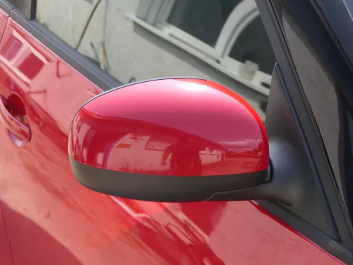 Skoda Fabia 5J mechanisch Spiegel Außenspiegel rechts mit Glas rot LF3K